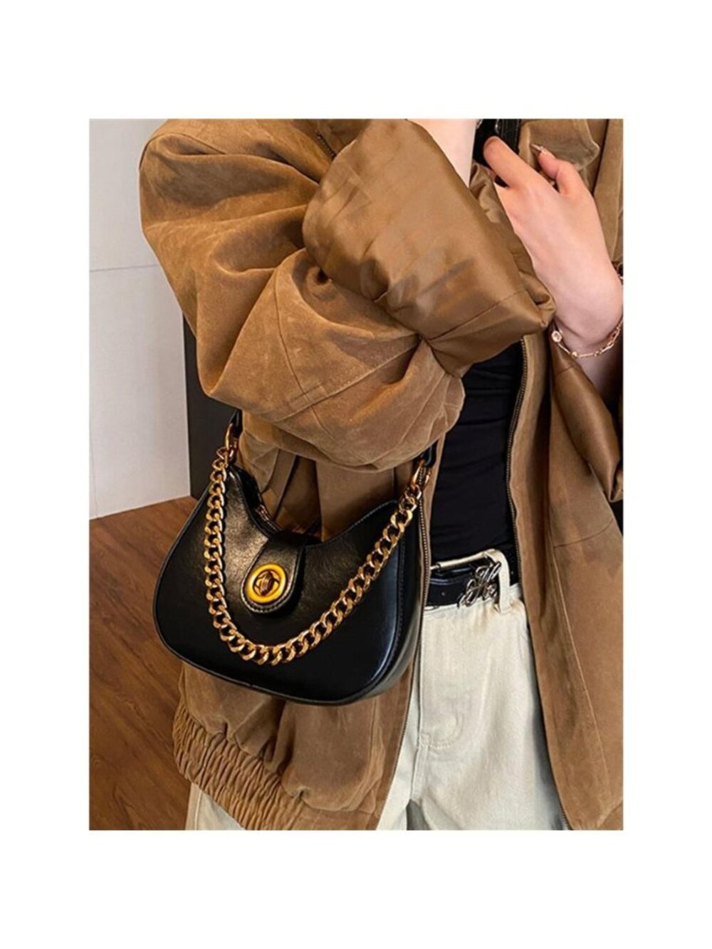Chain Accent Shoulder Bag